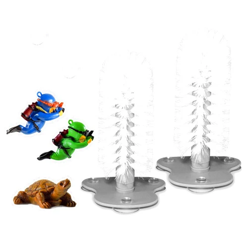JJMOLLE 2pcs Turtle Brush and 3pcs Aquarium Decorations