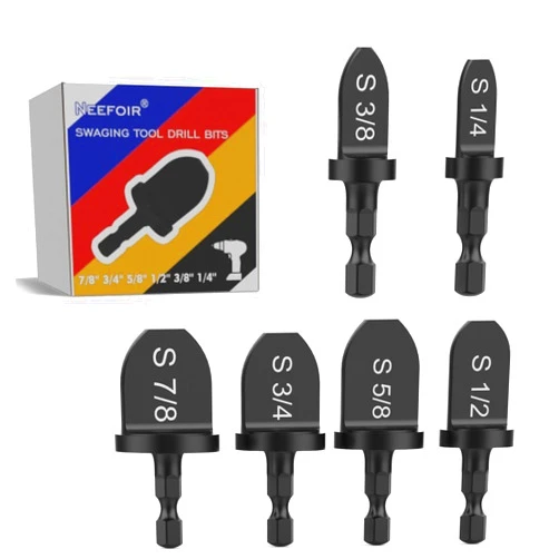 Neefoir 6PCS - Swaging Tool Hand Drill, Copper Tube Expander for Air Conditioner and Heater Equipment, 1/4'', 3/8'', 1/2'', 5/8'', 3/4'', 7/8'' Drill Bits Set
