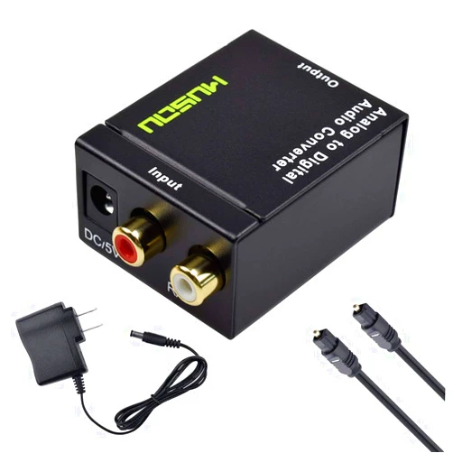 Hdiwousp Musou RCA Analog to Digital Optical Toslink Coaxial Audio Converter Adapter with Optical Cable