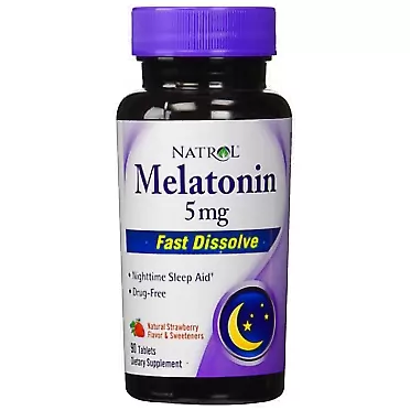 Natrol Fast Dissolve Melatonin 5 mg Tablets, Strawberry 90 ea (Pack of 2) Strawberry 90 Count (Pack of 2)