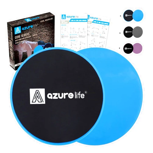 A AZURELIFE Exercise Core Sliders, Dual Sided Exercise Gliding Discs Use on Carpet or Hardwood Floors, Light and Portable, Perfect for Abdominal&Core Workouts