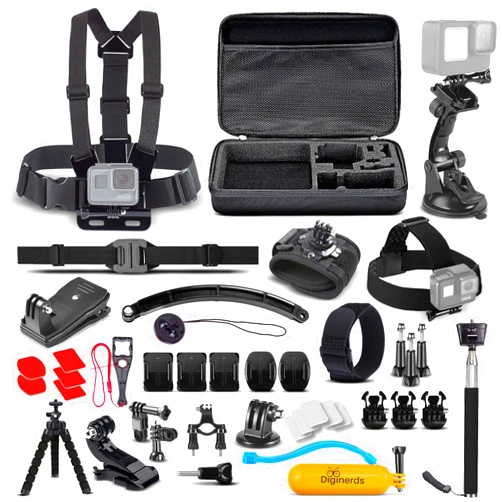 DigiNerds 50 in 1 Action Camera Accessory Kit Compatible with GoPro Hero10/9/8/7/6/5/4, GoPro Max, GoPro Fusion, Insta360, DJI Osmo Action, AKASO, and More