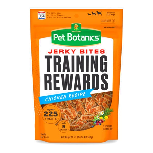 Pet Botanics 12 oz. Pouch Training Rewards Jerky Bites, Chicken Recipe, with 225 Treats Per Bag, The Choice of Top Trainers