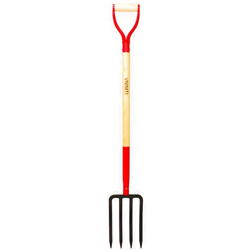 VNIMTI Garden Fork,4-Tine Spading Fork,Compost Fork,Steel Digging Fork,45Inch,Steel Y-Grip,Wooden Handel