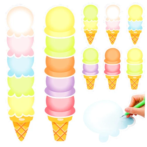 AnyDesign 108Pcs Ice Cream Cut-Outs with 200Pcs Glue Point Colorful Ice Cream Cone Cutouts Blank Summer Cutouts for School Classroom Wall Room Bulletin Board Decor Ice Cream Theme Party Supplies