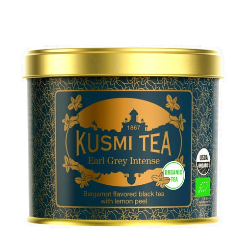 Kusmi Tea - Earl Grey Intense - Organic Earl Grey Black Tea - Features Bolder Bergamot & Tangy Lemon - Strong, Robust, Caffeinated Tea - Loose Leaf Tea - Tin Box of 3.5 oz