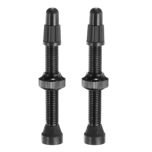 HARFINGTON 2pcs Tubeless Valve Stems 44mm Aluminum Alloy Tubeless Valve Super Light No Leak Durable Valve Stem Caps Multiple Color & Size Fit Most Bicycle Tubeless Rims Pair, Black