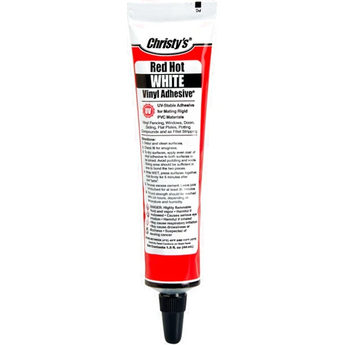 Christy's Red Hot Vinyl Adhesive, White, 1.5 oz Tube, White,Red