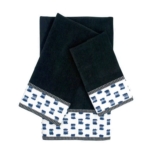 Sherry Kline O'Fifi Indigo-Black 3-Piece Embellished Towel Set