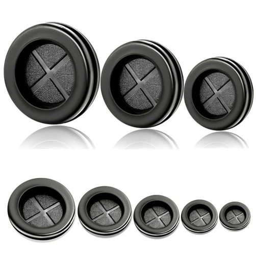 Tmtains 85PCS Rubber Grommet Kit 5 Sizes Double Sided Round Electrical Wire Gaskets Cable Protection Firewall Hole Drill Hole Synthetic Rubber Plug Assortment Set for Automotive, Plumbing, PC Hardware, Piano