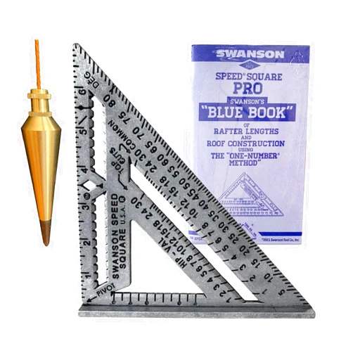 Swanson Tool Co., Inc Swanson Tool Co Value Pack with Aluminum Pro Square, Pro Blue Book and 8 Ounce Brass Plumb Bob