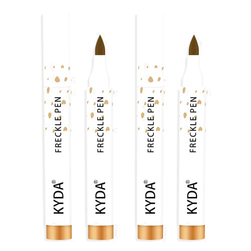 KYDA 2 Pcs Freckle Makeup Pen, Natural Lifelike Freckle Makeup Pen Magic Freckle Color, Waterproof Longlasting Soft Dot Sopt Pen, for Natural Effortless Sunkissed Makeup-Light Brown