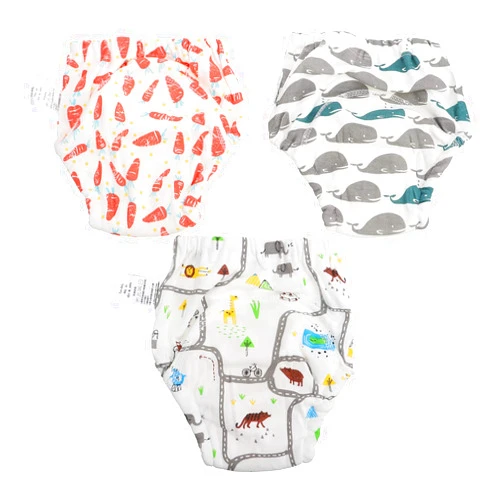 Kisangel 3pcs 4 Layer Cotton Training Pants Reusable Baby Potty Training Underwear for Boys and Girls (Size L) L Assorted Color