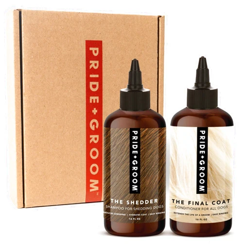 Pride and Groom The Shedder Box Set – Dog Shampoo & Conditioner with All Natural Blend of Essential Oils & Ingredients to Moisturize, Nourish & Untangle for Long Lasting Shine & Manageability – 32oz