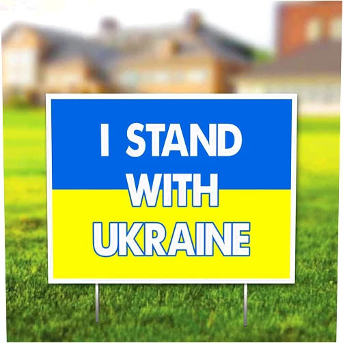 Victory I Stand With Ukraine Yard Sign – 18x24 Inch, Waterproof with Metal Stakes