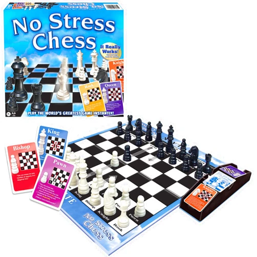 Winning Moves No Stress Chess by Winning Moves Games USA, Celebrating 20 Years as The Chess Teaching Game Using Innovative Action Cards, for 2 Players, Ages 7+ (1091)