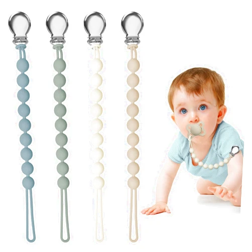 Loviomad Pacifier Clips for Baby Girl Boy, Silicone Binky Holder for MAM Pacifiers, Baby Newborn Essentials Shower Birthday Gift (4-Pack)