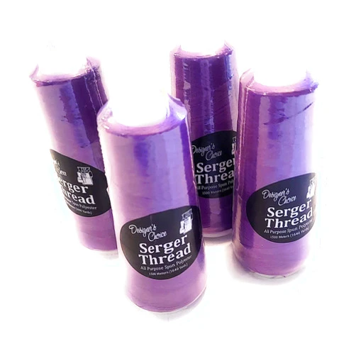 BobbiBop 4-Pack Serger Thread for Quilting Embroidery Overlock | 100% Polyester | 1640 Yards Each | Color Purple