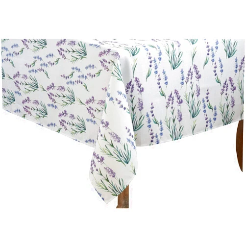 Fennco Styles Garden Lavender Print Tablecloth 50 x 70 Inch - Delicate Floral Table Cover for Home, Dining Room Décor, Banquets, Indoor & Outdoor Event, Family Gathering and Special Occasion