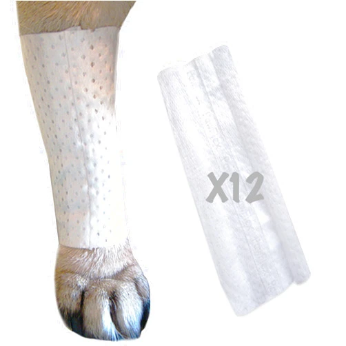 PawFlex Protective Sleeve Tubular Cover - Bandages - for Dogs Cats and Other Pets First Aid Wound Care Comfortable Non-Adhesive Breathable & Water Resistant 12 Strips (yields 24-36 Covers)-(Medium)