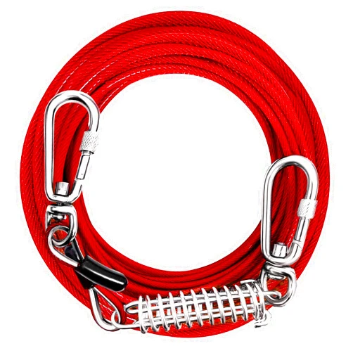 Derkriy Dog Tie Out Cable, Heavy Duty Dog Runner Cable for Yard, Dog Leads for Yard with Swivel Clips, 50ft Tie Out Cable for Dogs Up to 150lbs, Dog Leash Chains for Yard, Camping, Outside