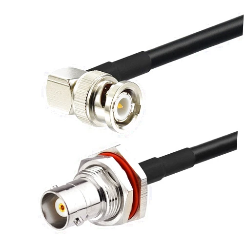 Eightwood BNC Bulkhead Female to BNC Male Right Angle Adapter RG58 Cable 50cm/ 1.6 feet