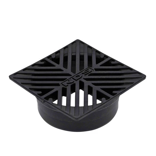 NDS 8, 4.5-Inch Square Grate, Connects to 4-Inch Drain Pipes and Fittings, for Small Lawns, Landscaping and Patios, Plastic, Black