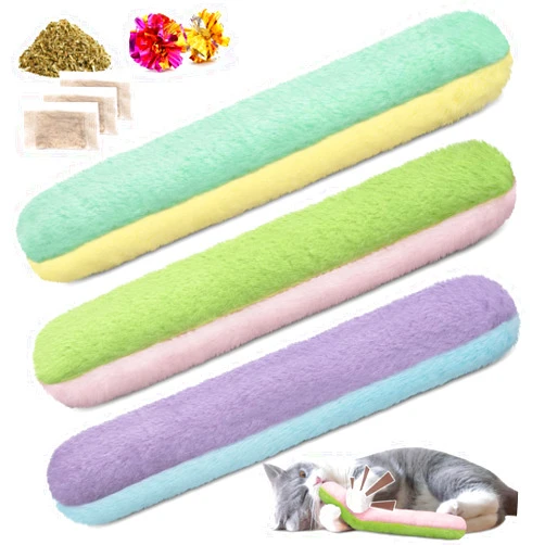 Retro Shaw Cat Toys Cat Pillows,Refillable Catnip Toys,3 Pack Crinkle Sound Cat Kicker Toy for Indoor Cats,Interactive Cat Nip Toys for Cats Kittens Kitty 10.1 Inches