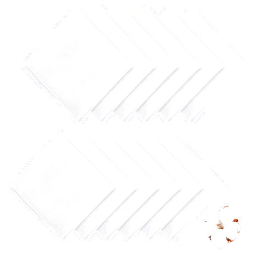 PEASUG 12 Pcs Handkerchiefs for Men, Soft Cotton Handkerchief for Men, Mens Handkerchiefs, White Handkerchiefs for Men (100% Cotton)