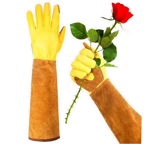 WOHEER Womens Gardening Weeding Working Gloves, Leather Garden Glove for Women Thorn Proof No Stab for Digging, Planting,Pruning