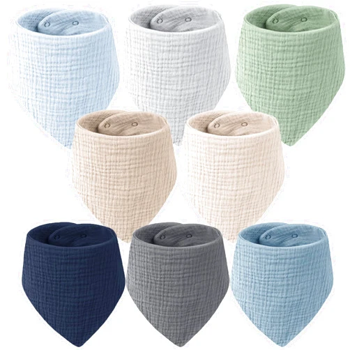 MairMore 8-Pack Muslin Baby Bandana Drool Bibs – Soft & Absorbent 100% Cotton Teething and Drooling Essentials for Boys, Girls, Newborns & Toddlers