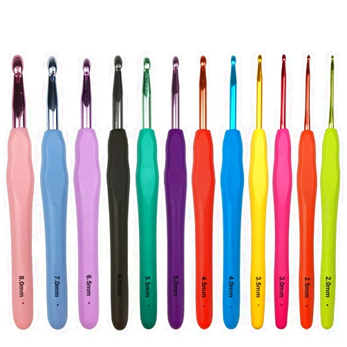 Mdoker 12pcs Crochet Hooks Set, Large Ergonomic Grip Colorful Soft Handles and Aluminum Crochet Hooks for Arthritis and Beginners, Comfortable/Easy to Use 2mm-8mm