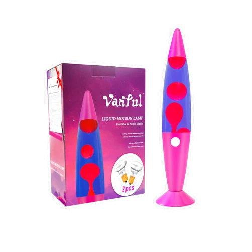 Vanful 16-Inch Liquid Motion Lamp- Pink Base, Purple Liquid, Pink Wax, Beautiful Magma Lamp with 2 packs bulbs for Adults Kids, Night Light for Boys Girls Present Home Bedroom Office Living Room Decor