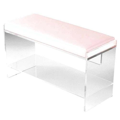 RUYICZB Entryway Bench, Acrylic Material Shoe Rack Bench, Creative Shoe Replacement Stool with Soft Cushion, Shoe Rack Bench for Entryway Living Room, Bedroom, Cloakroom,Pink,120x32x45cm
