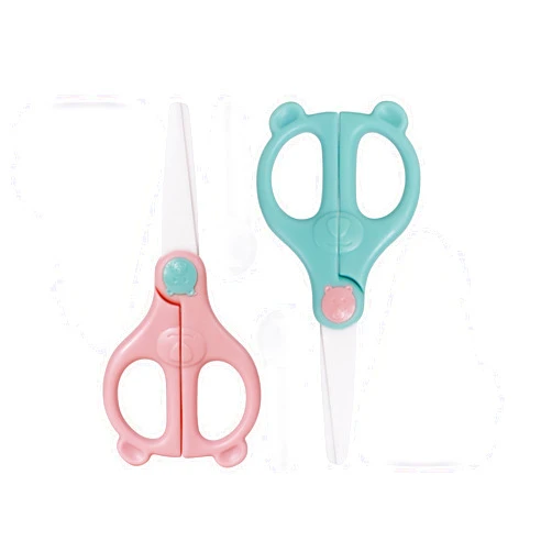 ARCHIKING Baby Food Scissors Kicthen Shears -2Pack Portable Healthy Cute Kids Ceramic Scissors with Safety Lock and Storage Case - Ideal for Cutting Meat, Chicken, Vegetables, and Fruits (Pink+Blue)