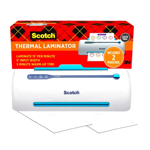 Scotch PRO TL906 Thermal Laminator, 1 Laminating Machine, White/Blue, Laminate Recipe Cards, Photos and Documents, for Home, Office or School Supplies, 9 in.