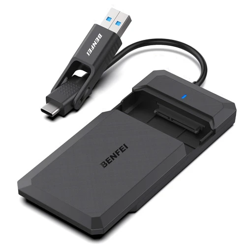 BENFEI 2.5 Inch SATA to USB Tool Free External Hard Drive Enclosure, USB Type-C/Type-A to Sata Compatible for 2.5 Inch SSD(Optimized for SSD, Support UASP SATA III)