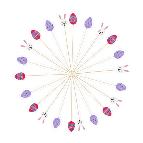 Anneome 100pcs Easter Bunny and Egg Cocktail Picks Decorative Bamboo Skewers Rabbit Fruit Picks for Easter Party Decorations Family Celebrations