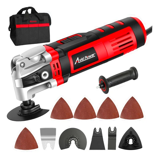AVID POWER Oscillating Tool, 3.5-Amp Oscillating Multi Tool with 4.5° Oscillation Angle, 6 Variable Speeds and 13pcs Saw Accessories, Auxiliary Handle and Carrying Bag