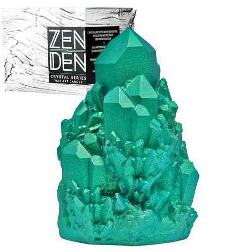 Zen Den Candles Zen Den Crystal Series - Abundance Quartz Shaped- Unscented Wax Candle - Handcrafted for Home Décor & Positive Energy (Emerald / Green)