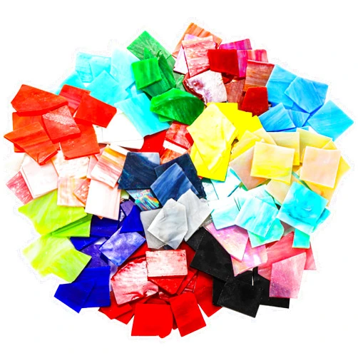 Nicunom 3.3 Lbs Irregular Stained Glass Scraps, Glass Mosaics Pieces Stained Glass Pieces Mosaic Tiles for Crafts, DIY Art Projects, Home Decoration, Assorted Colors and Shapes