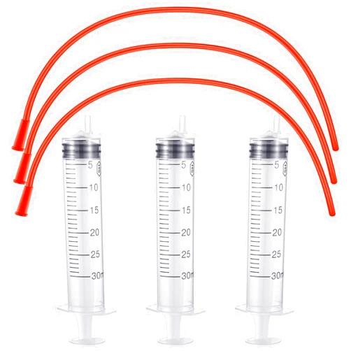 Nuanchu 3 Sets Puppy Kitten Feeding Tube Kit Includes 3 Pcs 8 FR Red Rubber Feeding Tubes and 3 Pcs 30 ml Clear Feeding Syringe Kitten Syringe Feeding Supplies Feeding Tube Syringes Tool for Small Animals