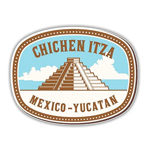 Novlandia1 Chichen Itza Mexico Vintage Label Sticker | Car Bumper, Laptop, Water Bottle, Wall, Window Waterproof Vinyl Sticker Decal