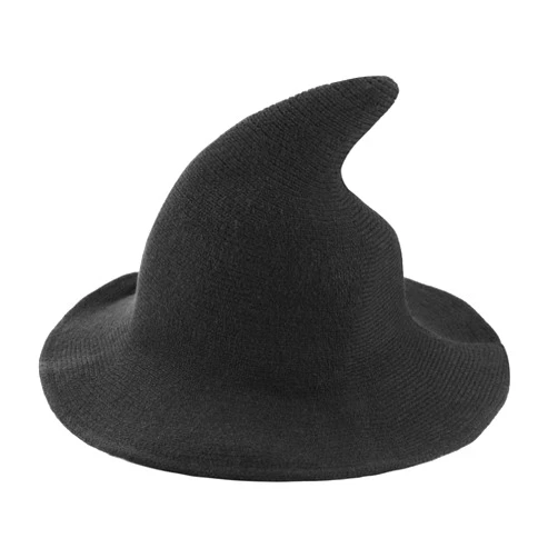Bestjybt Women Halloween Witch Hat Wool Knitted Cap for Party Masquerade Cosplay Costume Accessory Daily