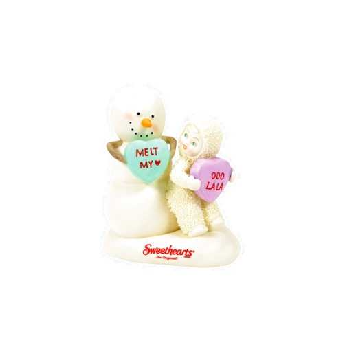 Department 56 Snowbabies Sweethearts Snowman and Snowbaby Holding Candy Hearts Figurine, 4.17 Inch, Multicolor