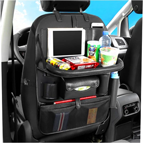 RAKSONIC Popular Items Car Seat Back Pocket, Rear Seat Storage, Stain Proof, Car Storage Pocket, Seat Back Pocket, iPad Storage Pocket, Premium Waterproof PU Leather Car Seat Back Organizer（Black）