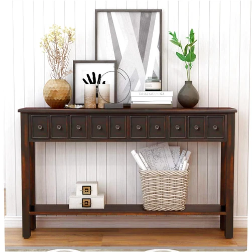 DUNTANG Console Table Rustic End Table Entryway Table 60