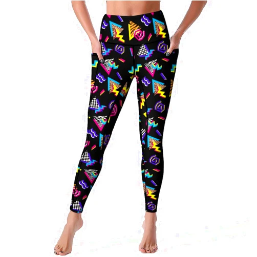 Ulxjll 80s Women's High Waist Tummy Control Yoga Pants 90s with Pockets Sports Fitness Leggings