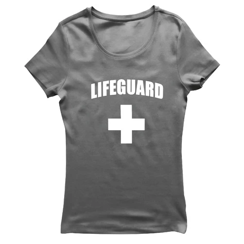 Lepni.me Women's T-Shirt Lifeguard White or Red Cross Lifeguarding Uniform Costume