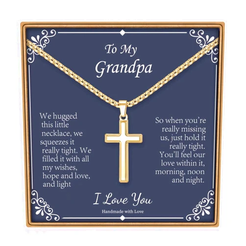 IEFLIFE Cross Necklace Gifts for Men, Silver/Gold/Black Cross Necklace Box Chain Necklace for Men, Fathers Day Valentines Christmas Religious Christian Gifts for Dad Son Husband Step Dad